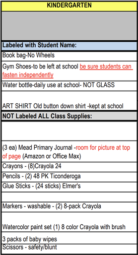 Supply List